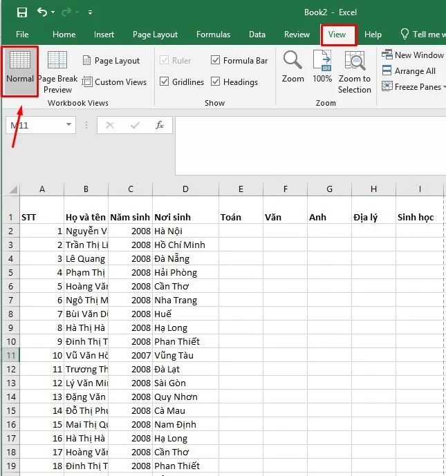 Cách bỏ chữ Page trong Excel