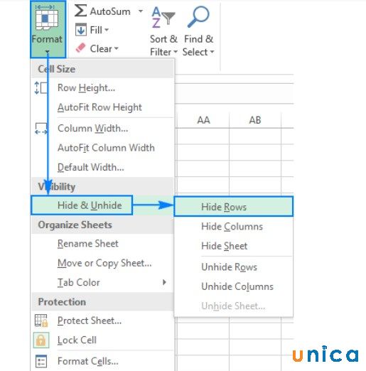 Cách ẩn dòng và ẩn cột trong excel chi tiết, nhanh chóng