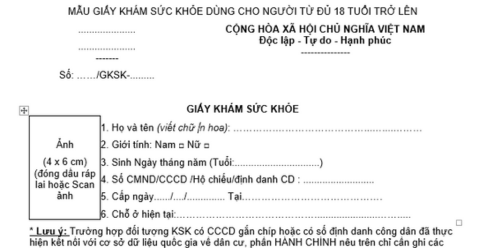 Mẫu giấy khám sức khỏe A4 chuẩn của Bộ Y tế mới nhất năm 2024