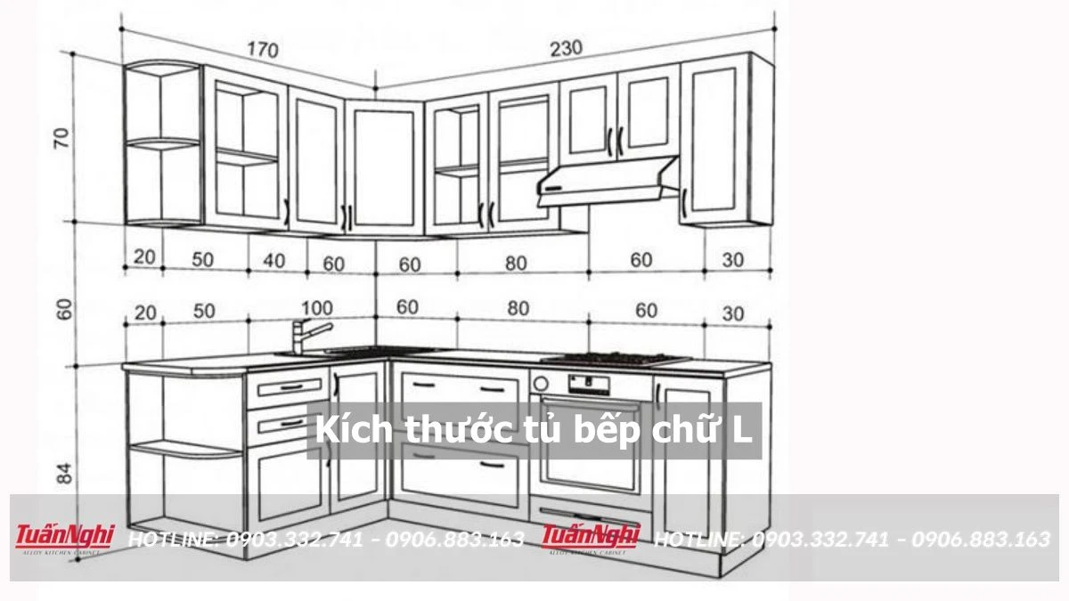 Kích Thước Tủ Bếp Chữ L Tiêu Chuẩn