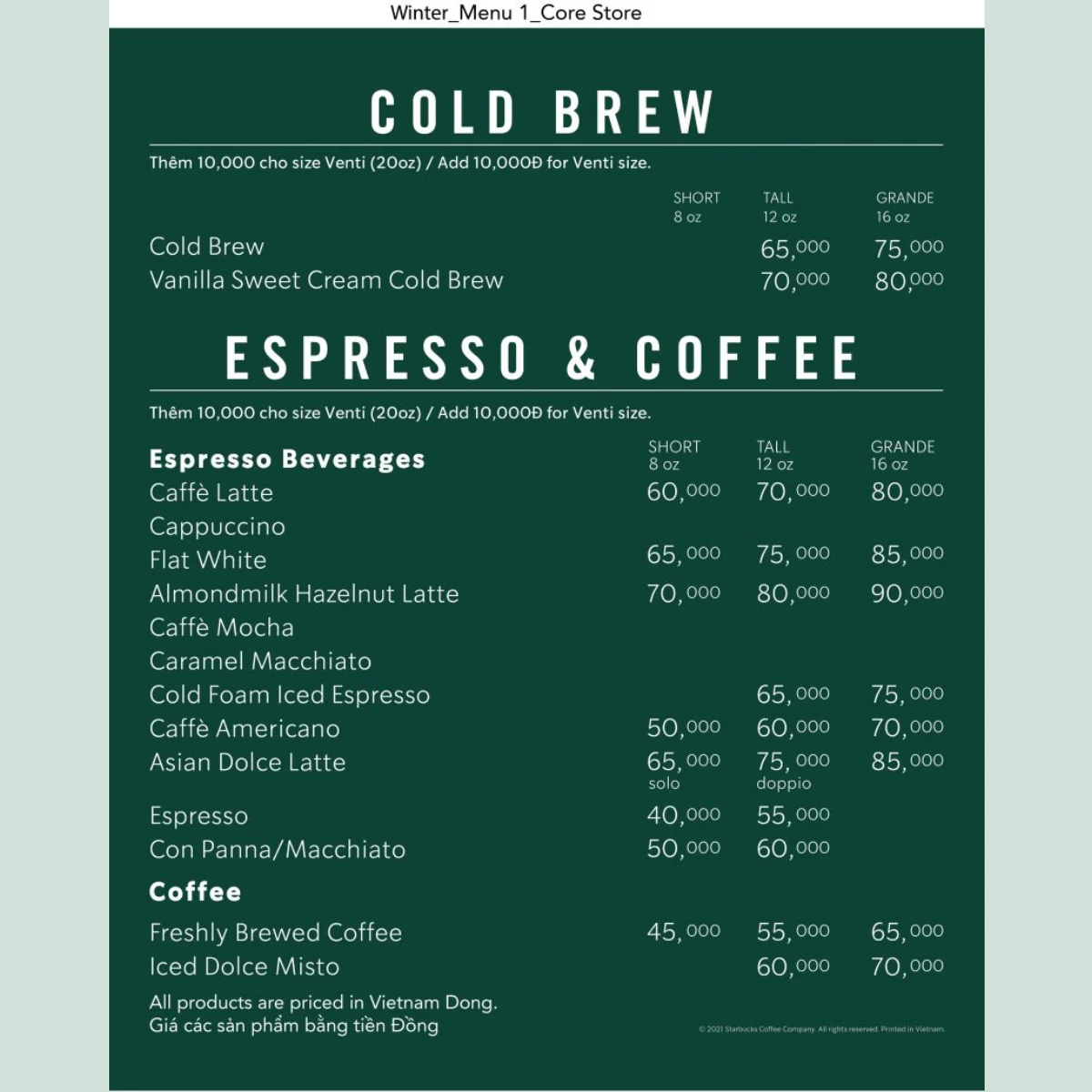 Menu Starbucks mới nhất & đồ uống best seller