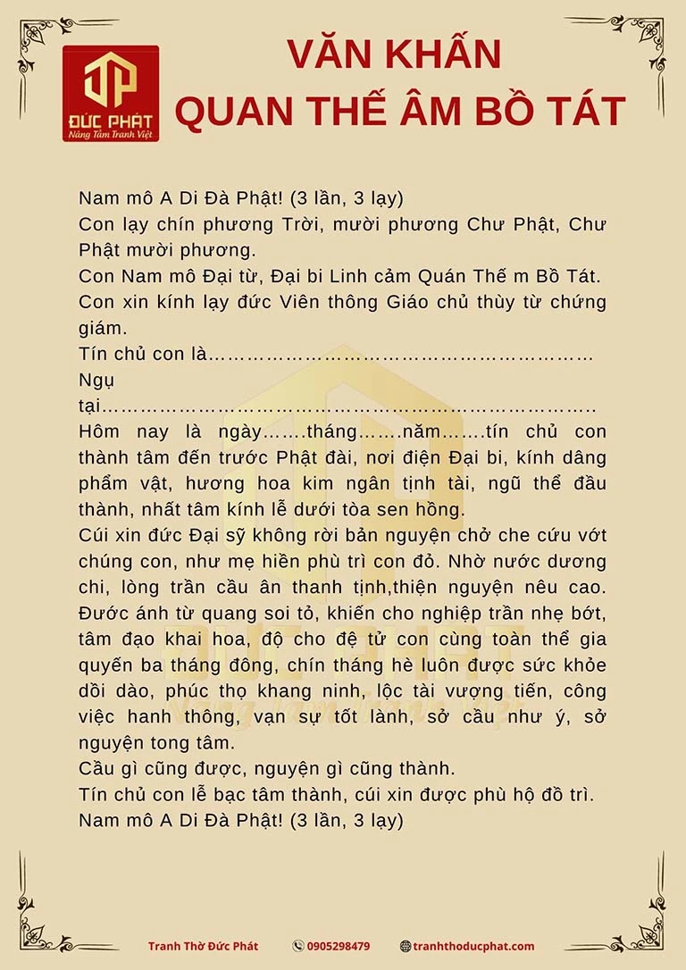 Tổng hợp bài khấn khi đi Chùa ngắn gọn, đúng lễ cầu bình an, may mắn - Tranh Thờ Đức Phát