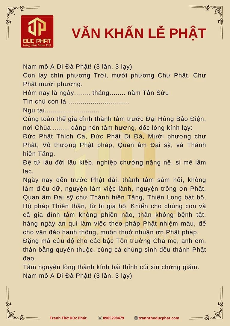 Tổng hợp bài khấn khi đi Chùa ngắn gọn, đúng lễ cầu bình an, may mắn - Tranh Thờ Đức Phát