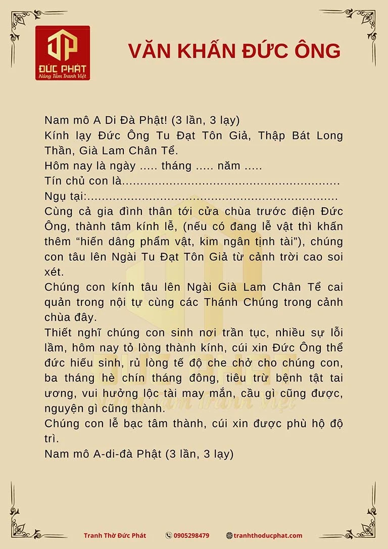 Tổng hợp bài khấn khi đi Chùa ngắn gọn, đúng lễ cầu bình an, may mắn - Tranh Thờ Đức Phát