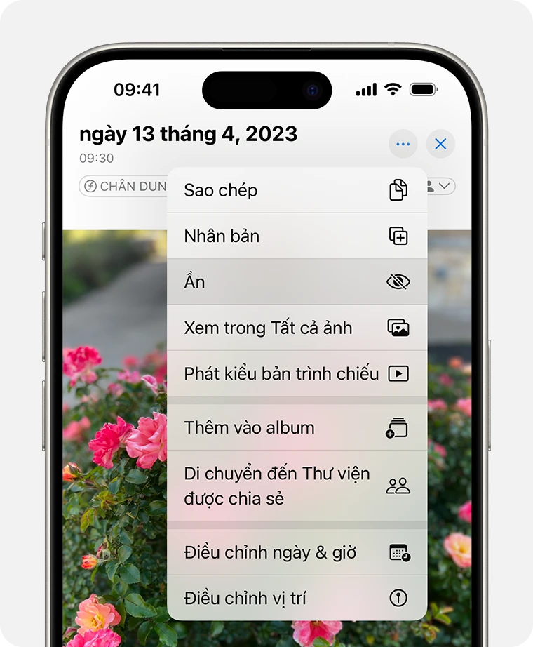 Ẩn ảnh trên iPhone, iPad, máy Mac hoặc Apple Vision Pro bằng album Bị ẩn