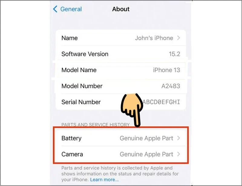 Cách xem linh kiện iPhone bị thay, sửa chữa hay chưa iOS 15.2