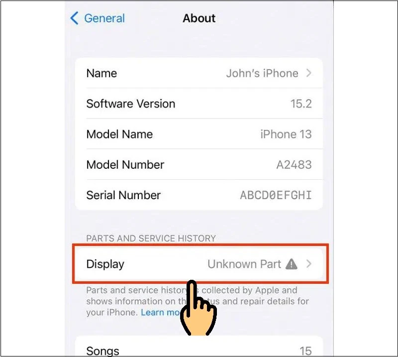Cách xem linh kiện iPhone bị thay, sửa chữa hay chưa iOS 15.2