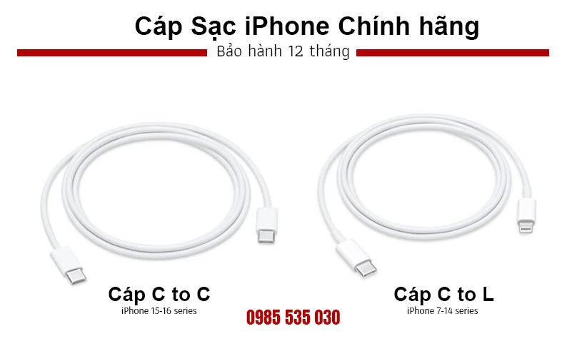 Dây Cáp Sạc iPhone Chính Hãng, Zin bóc máy 100%