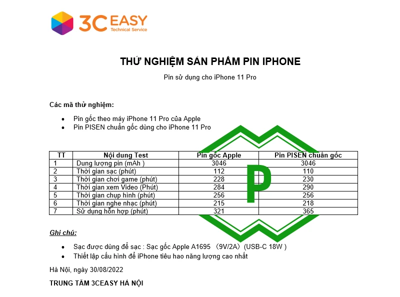 Pin iPhone 11 Pro dung lượng bao nhiêu mAh? Pin iPhone 11 Pro có tốt không? So sánh pin iPhone 11 Pro gốc Apple và Pin PISEN chuẩn gốc