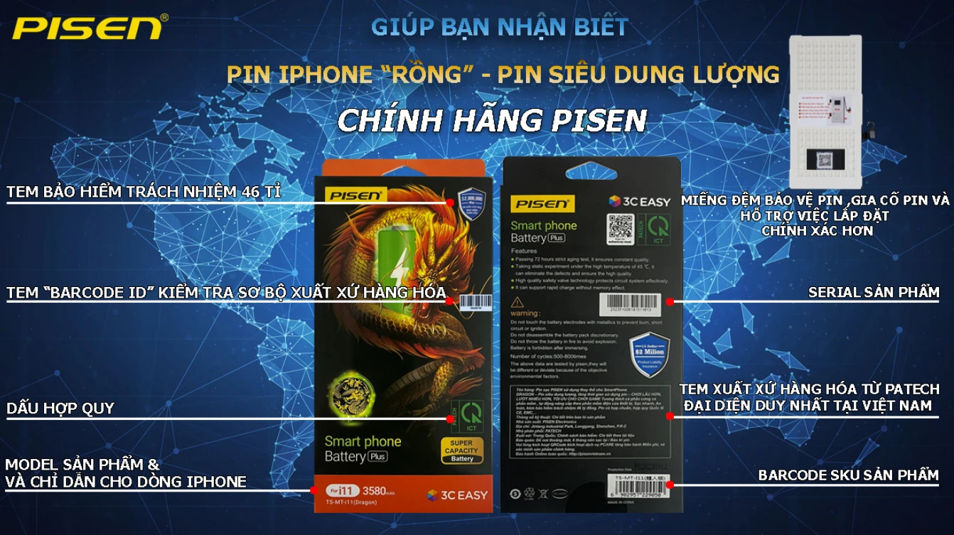 Pin iPhone 11 Pro dung lượng bao nhiêu mAh? Pin iPhone 11 Pro có tốt không? So sánh pin iPhone 11 Pro gốc Apple và Pin PISEN chuẩn gốc