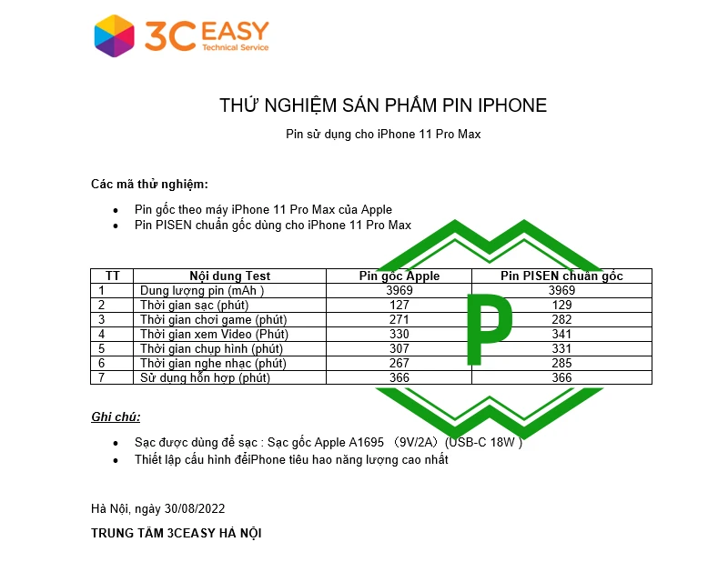 Pin iPhone 11Pro Max dung lượng bao nhiêu mAh? Pin iPhone 11 Pro Max có tốt không? So sánh pin iPhone 11 Pro Max gốc Apple và Pin PISEN chuẩn gốc