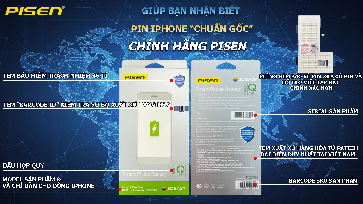 Pin iPhone 11 Pro dung lượng bao nhiêu mAh? Pin iPhone 11 Pro có tốt không? So sánh pin iPhone 11 Pro gốc Apple và Pin PISEN chuẩn gốc